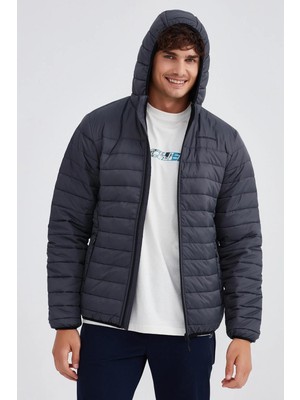 Skechers Essential Synthetic Fill Jacket Kapüşonlu Şişme Erkek Mont Gri