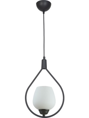 Woodhub Cam Deco 110 Modern Tasarım Salon - Mufak - Yatak Odası - Siyah Renk Beyaz Camlı Sarkıt Tekli Avize