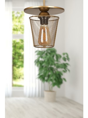 Woodhub E27 Dere Tekli Avize Eskitme Tek Ebat Modern 1 Çok Renkli 20 -34 cm Metal
