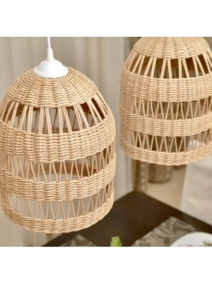 Woodhub Antre / Hol Bambu, Rattan, Hasır Avize, Trend Modern Natural Avize 30X40 (Adet Fiyatı) 40 Klasik E2