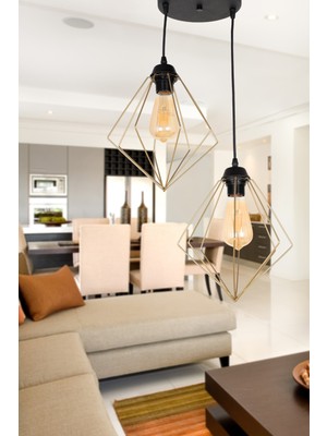 Woodhub Modern Lina 2.li Eskitme 40 x 70 Metalik E27 Metal 61-70 cm 2