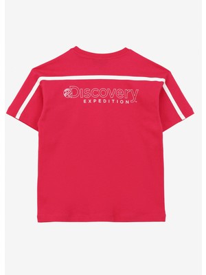 Discovery Expedition Fuşya Kız Çocuk Bisiklet Yaka Oversize Baskılı T-Shirt D4SG-TST3107