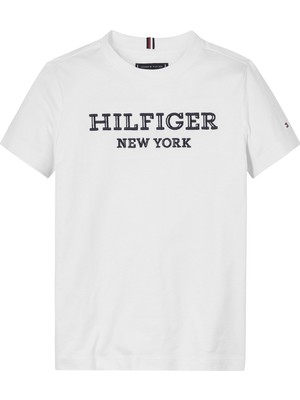 Tommy Hilfiger Baskılı Beyaz Erkek Çocuk T-Shirt New Monotype Tee S/s