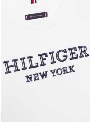 Tommy Hilfiger Baskılı Beyaz Erkek Çocuk T-Shirt New Monotype Tee S/s