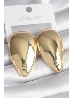 Stil Love Pirinç Gold Renk Badem Model Kadın Küpe