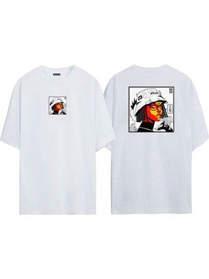 The Wert Unisex Brısseaux Woman With Glasses Ön Arka Baskılı Beyaz Oversize T-Shirt