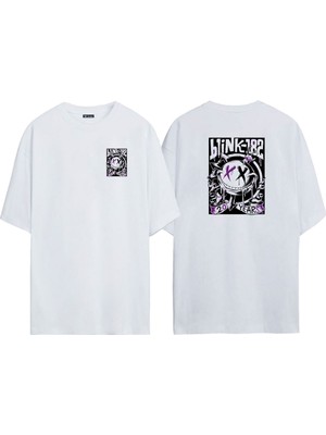 The Wert Unisex Poway BLINK-182 Punk Rock Posteri Ön Arka Baskılı Beyaz Oversize T-Shirt