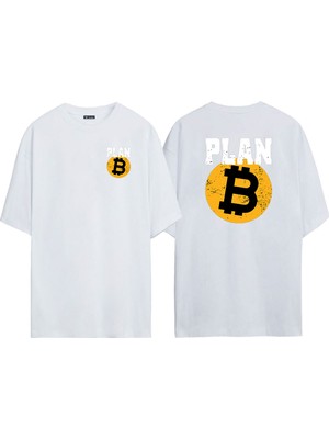 The Wert Unisex Plan B Ön Arka Baskılı Beyaz Oversize T-Shirt