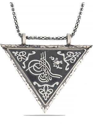 Turtcest 925 Ayar Gümüş Üçgen Içi Açılabilen Tuğra Muskalık Gümüş Kolye