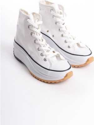 Mevese ROMA Bağcıklı Ortopedik Taban Kadın Sneaker Ayakkabı BT Beyaz