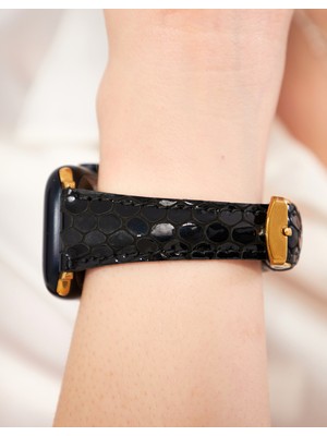 Vagave Apple Watch Siyah Kadın Kordon 38MM 40MM 41MM 3 4 5 6 7 Se 8 Uyumlu Kadın Deri Kordon Apple Saat Kordonu