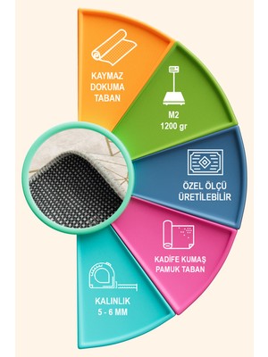 Depoba Goldi Modern Kadife Yıkanabilir Kaymaz Pamuk Tabanlı Salon Halısı