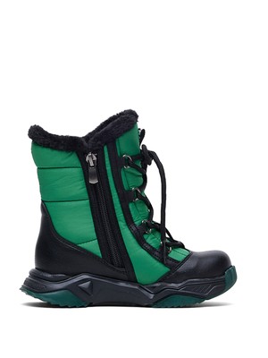 Tonny Black Kız Çocuk Siyah Yeşil Termo Taban Önü Bağcıklı Kar Botu