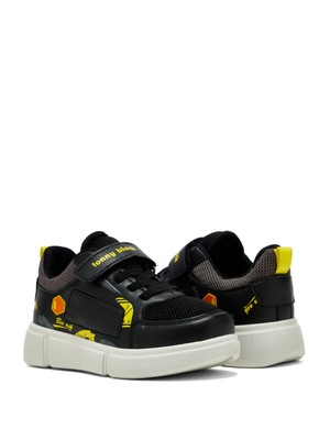 Tonny Black Çocuk  Siyah Sarı Rahat Kalıp Cırtlı Ayakkabı