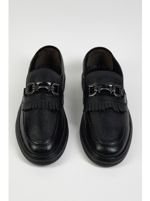 Tonny Black Erkek Siyah Rahat Kalıp Deri Erkek Loafer