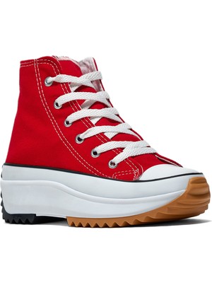 Tonny Black Çocuk  Kırmızı Rahat Kalıp Bağcıklı Uzun Spor Ayakkabı