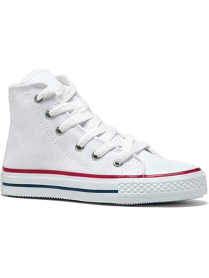 Tonny Black Çocuk  Beyaz Rahat Kalıp Bağcıklı Uzun Spor Ayakkabı