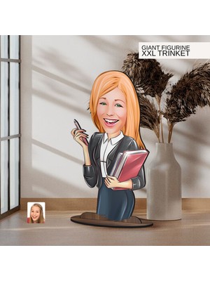 Bk Gift Kişiye Özel Boss Anne Karikatürlü Büyük Boy Ahşap Biblo-8 Arkadaşa Hediye , Sevgiliye Hediye, Kişiye Özel Biblolar