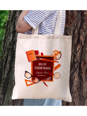 Bk Gift Kişiye Özel Öğretmenler Günü Tasarımlı Kanvas Bez Çanta - 1, Öğretmene Hediye, Öğretmenler Günü