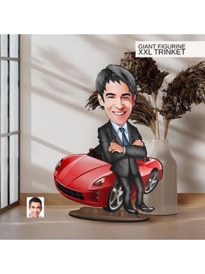 Bk Gift Kişiye Özel Boss Baba Karikatürlü Büyük Boy Ahşap Biblo-3 Arkadaşa Hediye , Sevgiliye Hediye, Kişiye Özel Biblolar