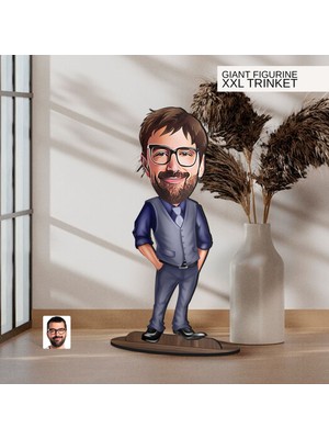 Bk Gift Kişiye Özel Boss Baba Karikatürlü Büyük Boy Ahşap Biblo-2 Arkadaşa Hediye , Sevgiliye Hediye, Kişiye Özel Biblolar