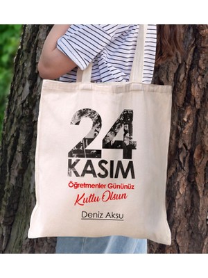 Bk Gift Kişiye Özel Öğretmenler Günü Tasarımlı Kanvas Bez Çanta - 9, Öğretmene Hediye, Öğretmenler Günü