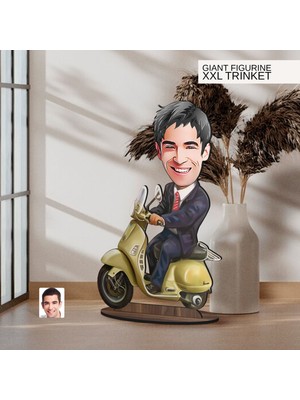 Bk Gift Kişiye Özel Erkek Motorcu Karikatürlü Büyük Boy Ahşap Biblo-3, Arkadaşa Hediye , Sevgiliye Hediye, Kişiye Özel Biblolar