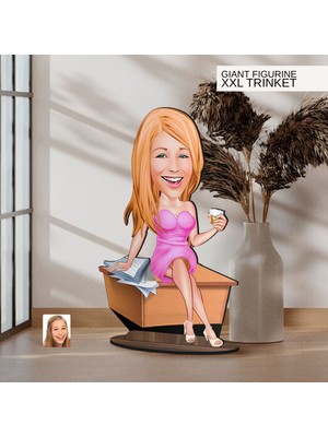 Bk Gift Kişiye Özel Boss Anne Karikatürlü Büyük Boy Ahşap Biblo-7 Arkadaşa Hediye , Sevgiliye Hediye, Kişiye Özel Biblolar