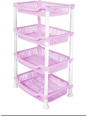 Tiesa Home Plastik 4 Katlı Sebzelik Patates Soğan Meyve Sepeti Lila Gk
