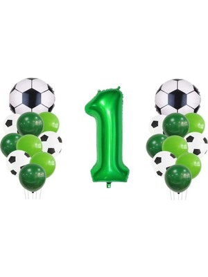 Rönesans Parti 1 Yaş Futbol Temalı Yeşil Rakamlı Balon Seti