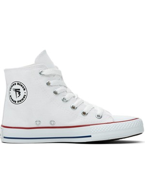 Tonny Black Çocuk Unisex Beyaz Rahat Kalıp Bağcıklı Uzun Spor Ayakkabı