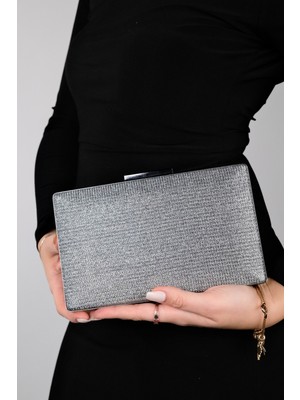 Luvi Herold Platin Simli Kadın Abiye Çanta