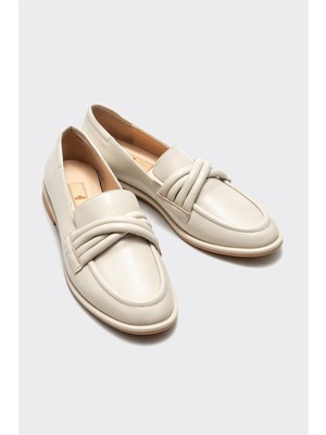 Elle Shoes Bej Deri Kadın Loafer