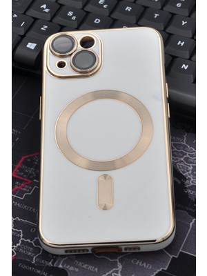 NOVKA Phone Accessories  iPhone 13 Uyumlu Magsafe Özellikli Lens Korumalı Renkli Kılıf Krem