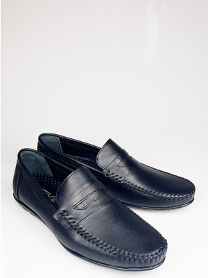 Lusive Ellington  Deri Siyah Rahat Erkek Günlük Loafer Ayakkabı