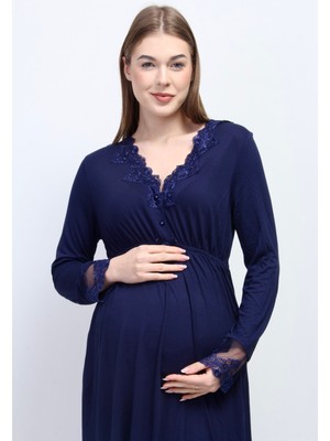 Effortt Lacivert Hamile Lohusa Gecelik