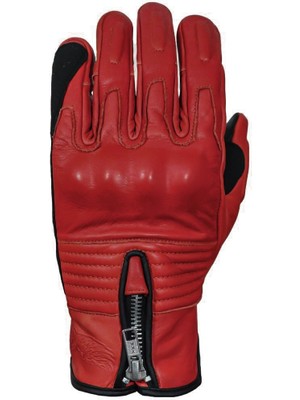Retro Red Korumalı Motosiklet Deri Eldiveni