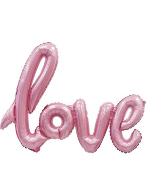 Organizasyon Pazarı Love İmza Folyo Balon Pembe 70cm x 36cm
