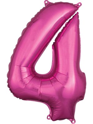 Organizasyon Pazarı 34 inç 4 Pembe Renk Rakam Folyo Balon