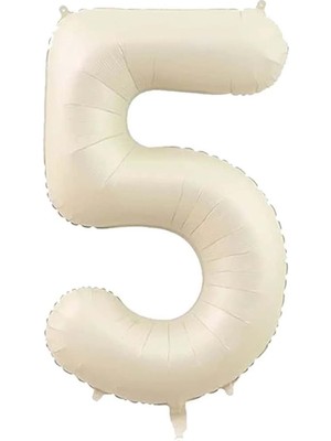Organizasyon Pazarı 34 inç 5 Krem Renk Rakam Folyo Balon