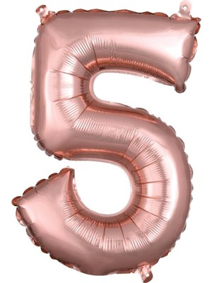 Organizasyon Pazarı 34 inç 5 Rose Gold Renk Rakam Folyo Balon