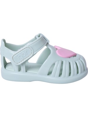 Igor Tobby Gloss Love Yeşil Çocuk Sandalet PVC Malzeme Kız Çocuklar İçin Hafif ve Kaymaz
