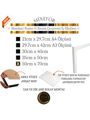 mixefor 50CM X70CM Ölçü Boş Çerçeve -Poster Fotoğraf Resim Çerçevesi Ön Yüzey Antireflektif