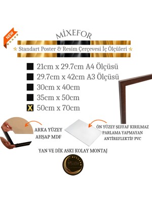 mixefor 50CM X70CM Ölçü Boş Çerçeve -Poster Fotoğraf Resim Çerçevesi Ön Yüzey Antireflektif