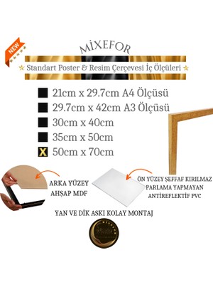 mixefor 50CM X70CM Ölçü Boş Çerçeve -Poster Fotoğraf Resim Çerçevesi Ön Yüzey Antireflektif