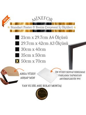 mixefor 50CM X70CM Ölçü Boş Çerçeve -Poster Fotoğraf Resim Çerçevesi Ön Yüzey Antireflektif