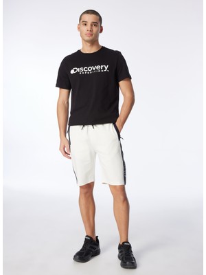 Discovery Expedition Kırık Beyaz Erkek Baskılı Sweat Şort D4SM-SHT3218