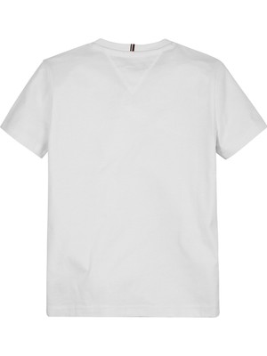 Tommy Hilfiger Düz Beyaz Kız Çocuk T-Shirt Monotype Foıl Prınt Tee S/s