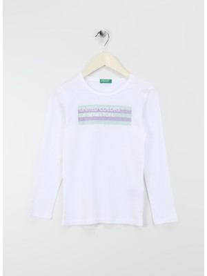 Benetton Beyaz Kadın T-Shirt 3I9WC10HA