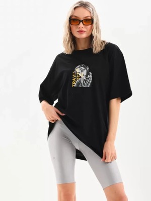 Style Of Angels Unisex Baskılı Oversize T-Shirt - Siyah